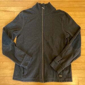 Armani Exchange Men's Sz M Full Zip Charcoal Waffle Knit Sweater Fall Winter